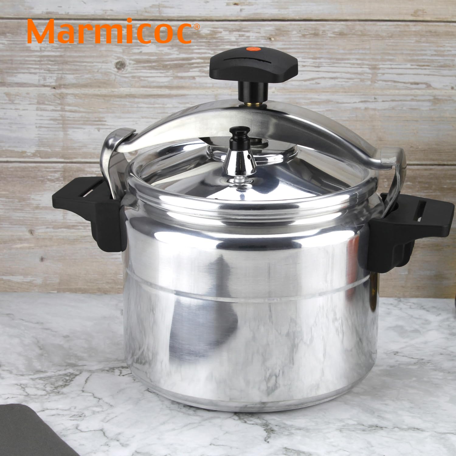 Alumax - Olla a Presión Tradicional de 10L, Aluminio Extra Grueso, 3 Sistemas de Seguridad, Compatible con Vitrocerámica, Gas y Eléctrica