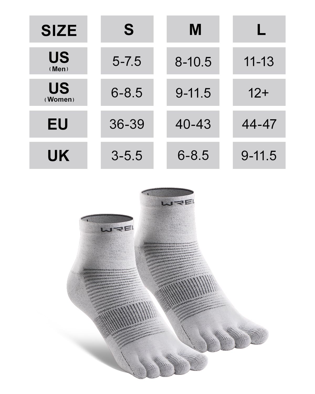 WRELS Coolmax Toe Socks for Men Women,Athletic High Performance Cushion Crew Sock for Running Working,3 Pairs Anti-slip Breathable Five Finger Socks