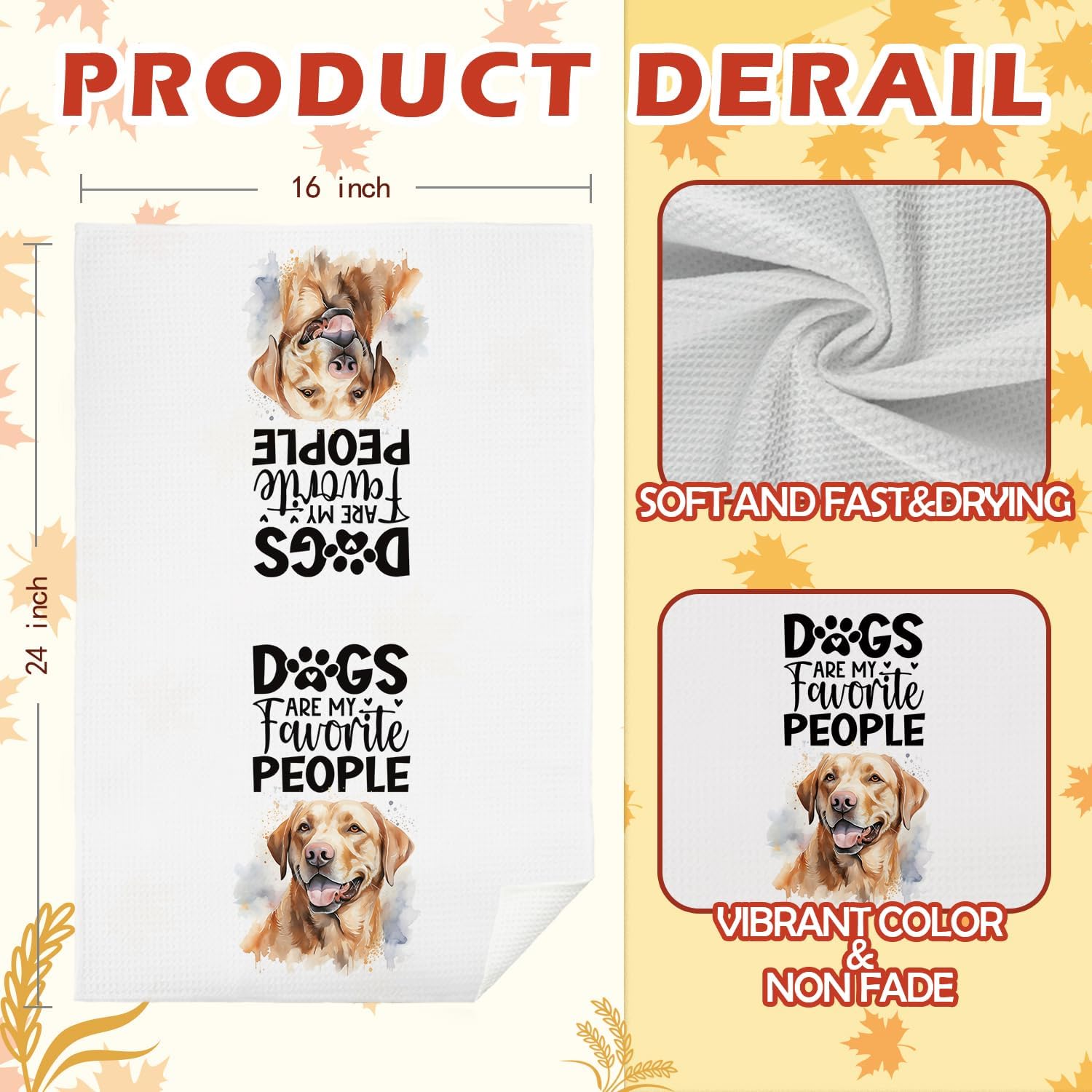 SPBL&L Golden Labrador Retriever Dog Kitchen Towels Set of 4, Labrador Retriever Gifts for Women,Labrador Decor Tea Dish Towels for Kitchen,Labrador Decorative Hand Towels for Bathroom, 16x24 Inches - Image 6