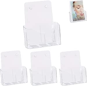 Relaxdays Set Of 4 Prospectus Holders A4/DIN Long, Stand, Acrylic, Wall