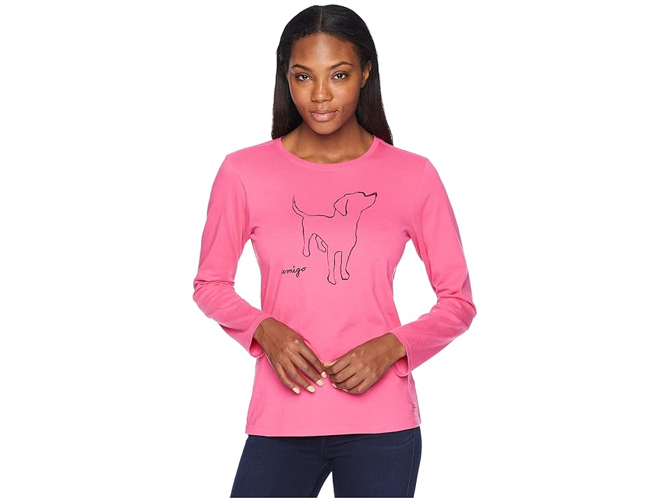 

Life is Good Amigo Crusher Long Sleeve T-Shirt (Fiesta Pink) Women's T Shirt
