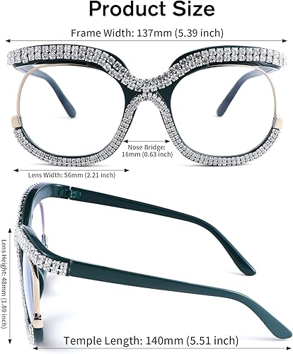 Miniatura 9 de COASION Gafas de gran tamaño con bloqueo de luz azul para mujer, con marco redondo y lentes transparentes