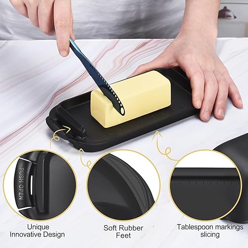 Miniatura 5 de AONCO Mantequillera con tapa, recipiente para mantequilla para encimera, mantel de mantequilla irrompible para decoración de cocina del hogar,