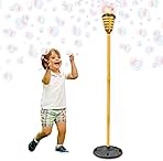 Tiki Torch Bubbler - Bubble Machine with Lights and Music, Bubble Blower and Wand, Rechargable Outdoor Toy for Kids Teens Adults, 4 Feet Tall, Includes 4oz Bubble Solution