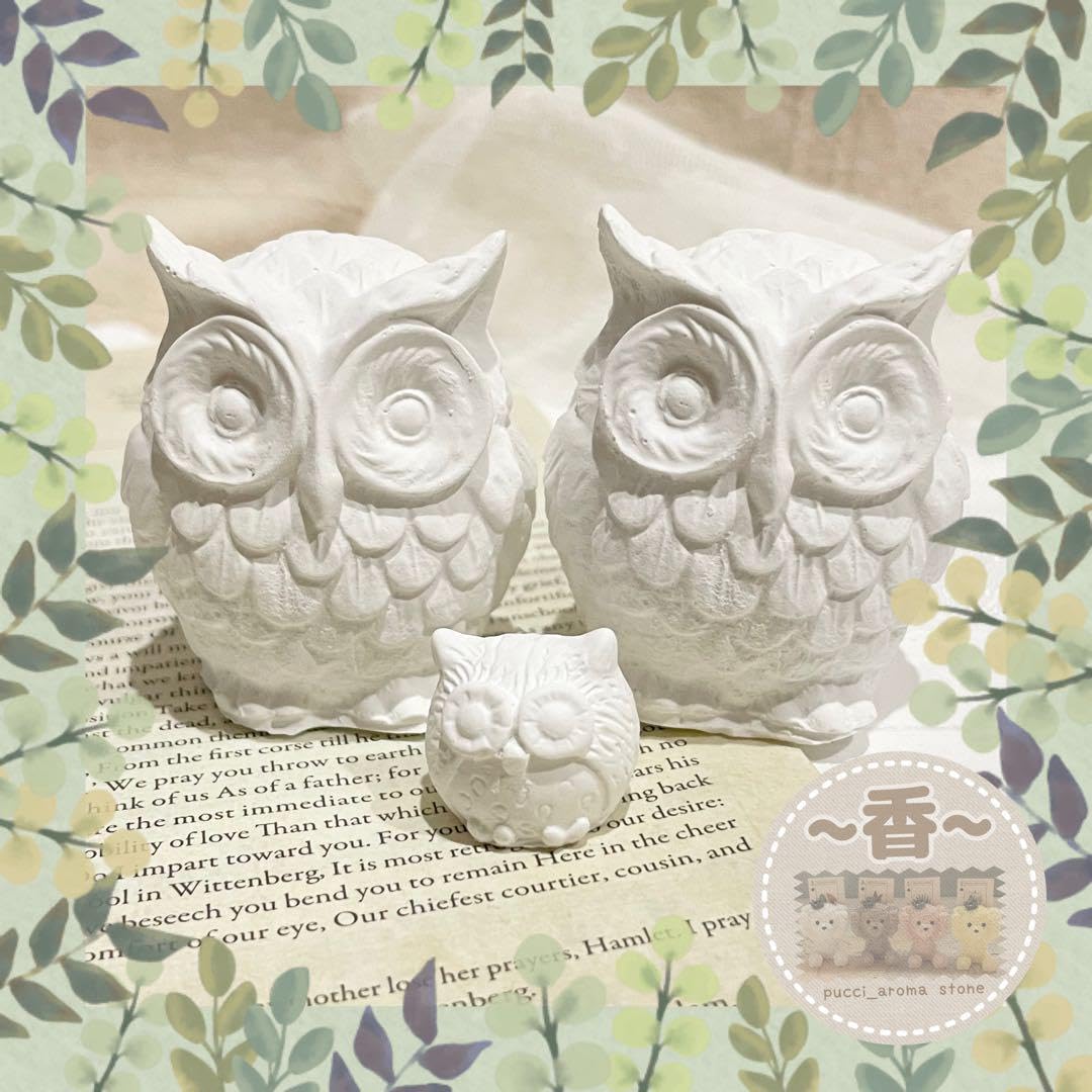 Amazon.co.jp: フクロウセット縁起物幸運アロマストーン白いふくろう梟