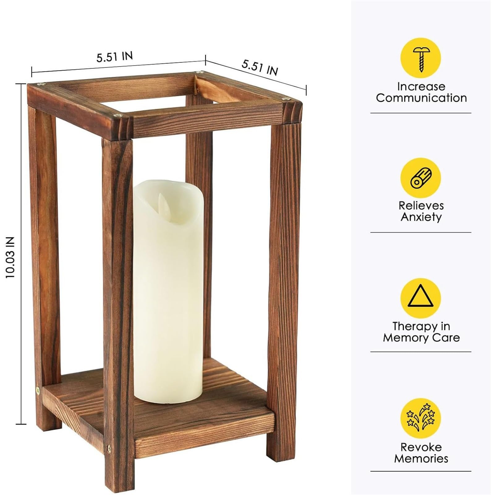 Portacandele in legno, stile rustico, per centrotavola di nozze, decorazioni per la casa e feste, design a cornice aperta