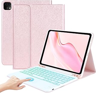 Keyboard Case for iPad Pro 11 inch (4th Gen, 2022), iPad Air 5th/4th Generation 10.9 inch, iPad Pro 3rd/2nd/1st 2021/2020/2018, Detachable Backlit Keyboard with Touchpad & Pencil Holder (Pink)