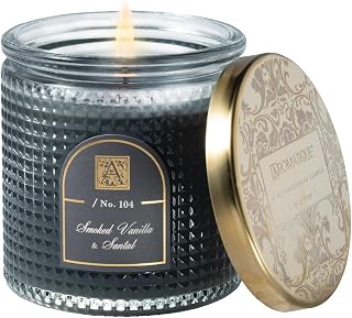 Smoked Vanilla Santal Aromatique Textured Glass Metal Lid 6 oz Scented Jar Candle