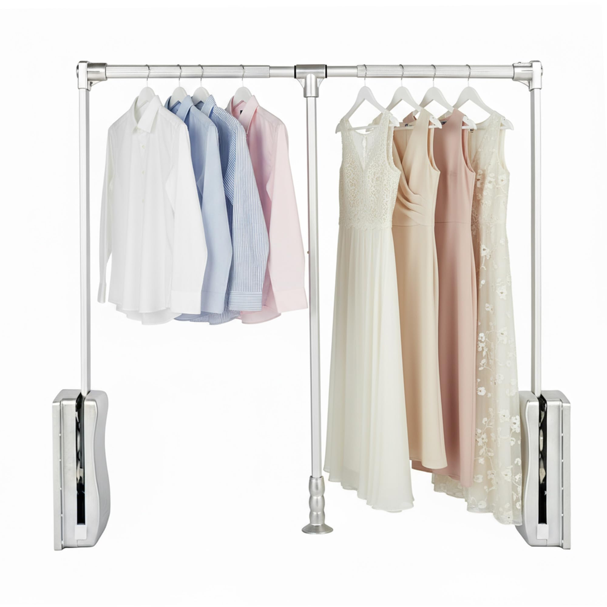 Nisorpa Pull Down Closet Rod, Adjustable 35-48 Inch Aluminium Wardrobe Lift Rail Organizer Buffer Return Closet Rod Pull Down Heavy Duty for High Cabinet Side Mounted 23 lbs Load Capacity