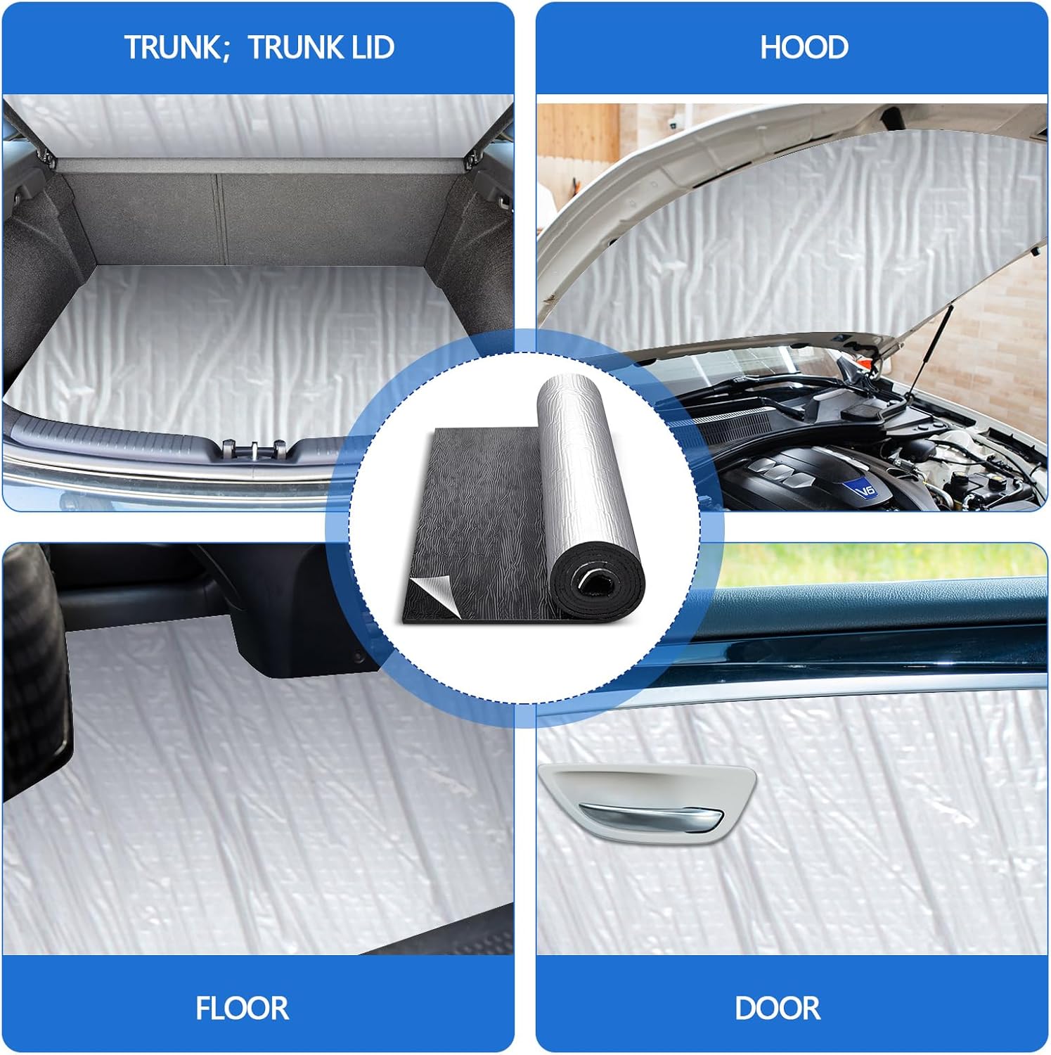 394mil 57 x 118 Inch Car Heat Sound Deadening Mat - 10mm 45sqft Automobile Noise & Heat Insulation Roll, Self-Adhesive Barrier for Auto Hood Engine Roof Door and Trunk, Aluminum Foil Finish