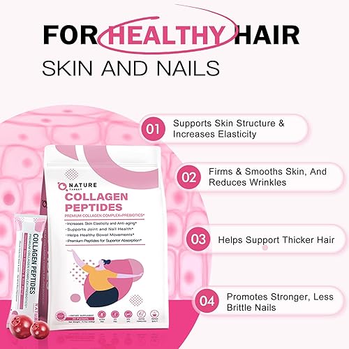 Vista 3 de NATURE TARGET Polvo de péptidos de colágeno múltiple – Tipo I, II, III, V, X – Absorción mejorada, péptidos de colágeno hidrolizados