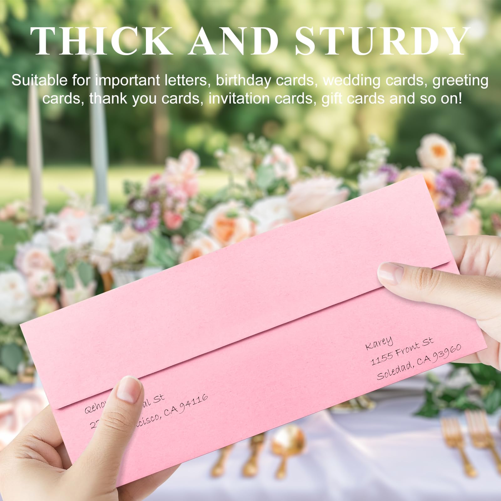 100 Pack Pink #10 Business Envelopes, Self Seal Standard Letter Size (4 1/8 X 9 1/2 Inch) For Mailing, Bills, Invitations - View #2