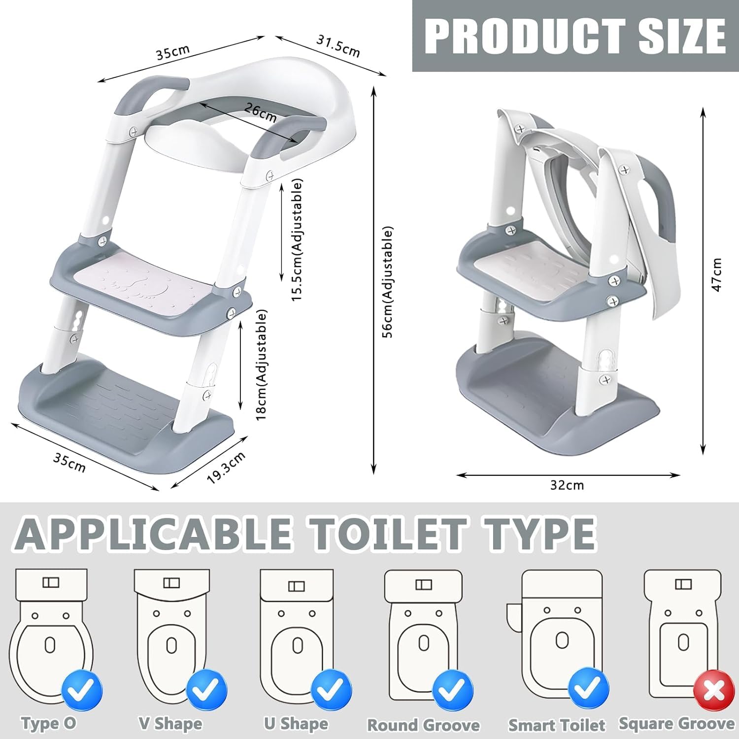 NCIKIHRKK Reduktor toalety dla dzieci, adapter toalety dla dzieci z miękką poduszką, składany reduktor toalety dla dzieci, adapter toaletowy dla dzieci w kształcie litery V U O