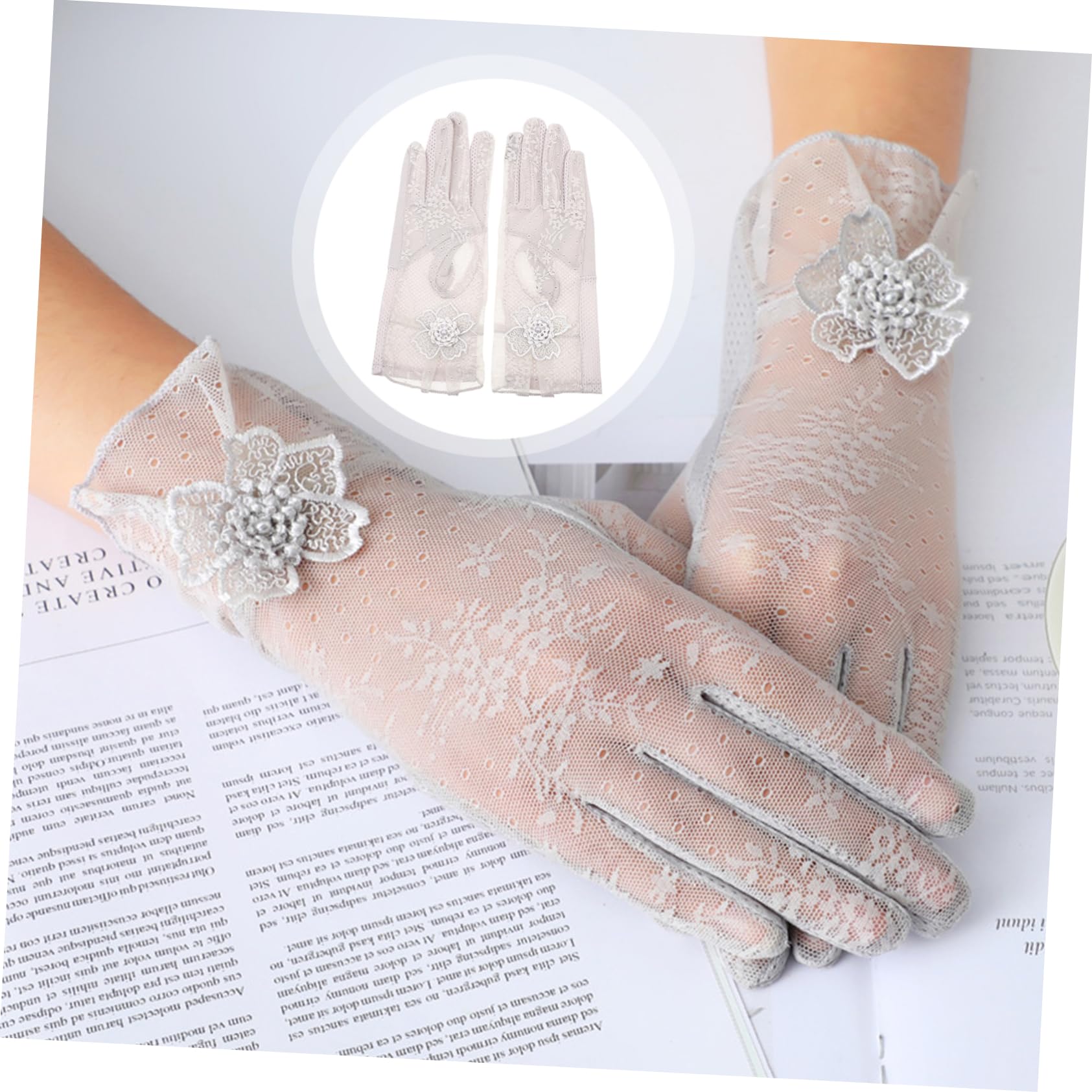 5 Pares Guantes de seda helada guantes de conducir guantes de vestir guantes de camping guantes de las mujeres guantes de sol para mujer protección UV seda de hielo Grey