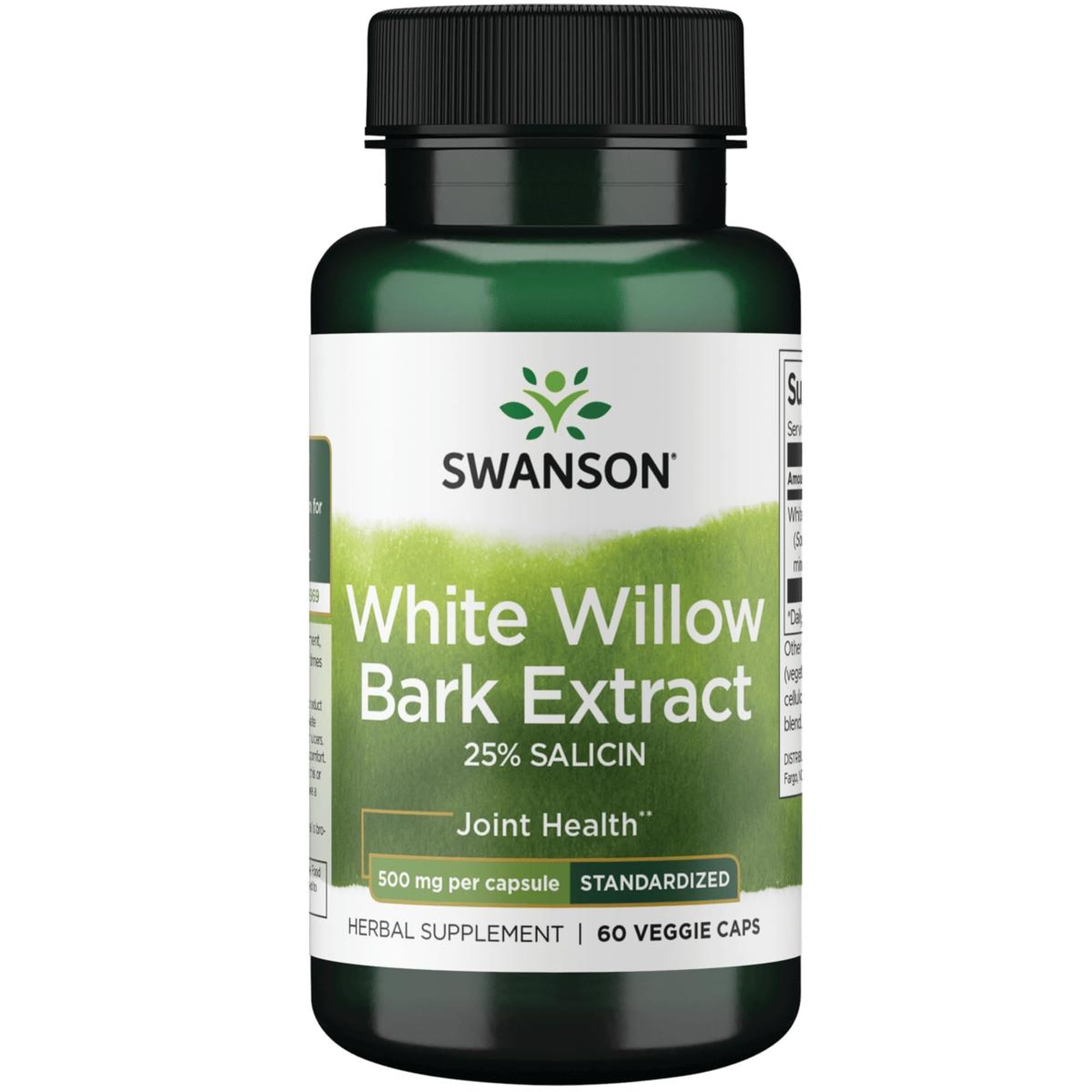 Swanson Maximum Strength White Willow Bark 500 Milligrams 60 Veg Capsules