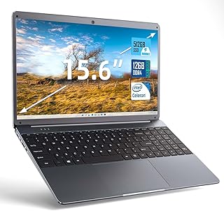 15.6 Inch Laptop 12GB DDR4 512GB SSD, Laptops Computer with Intel Celeron N5095 Processor(Up to 2.9GHz), FHD 1920x1080, Mini HDMI, 2.4/5.0G WiFi, Webcam, USB 3.0, Bluetooth 4.2