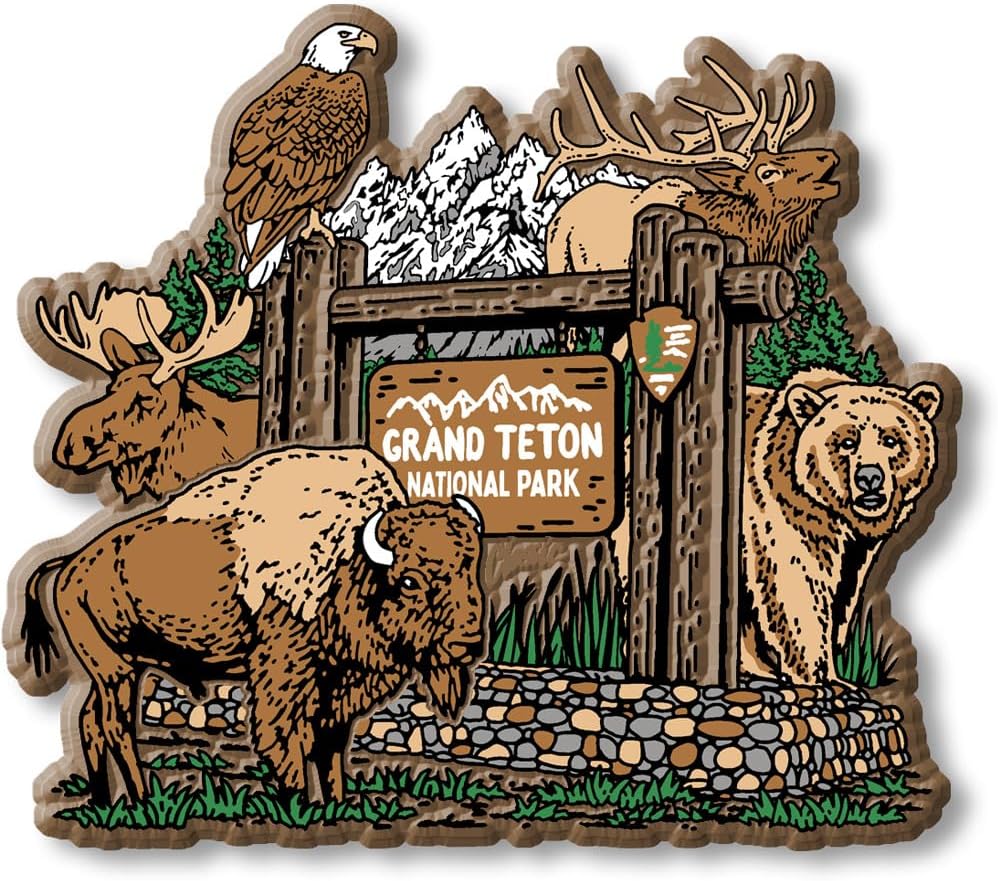 Grand Teton Set of 3 Magnets by Classic Magnets, 3D Rubber Vintage-Style Collectible Souvenirs and Gifts Made in the USA image 3