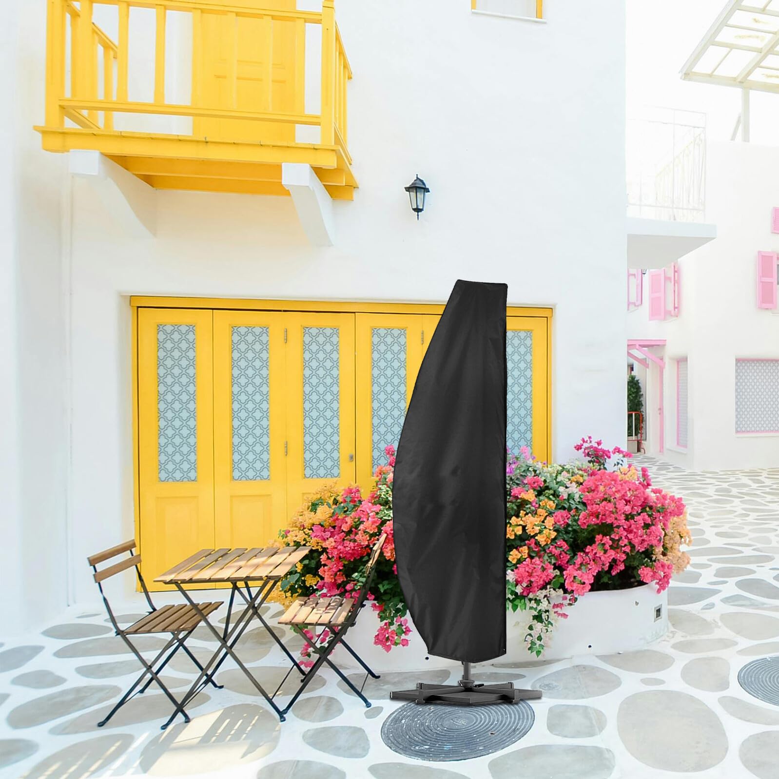 TEHAUX Schutzhülle Für Sonnenschirme Outdoor Großzügig 210d Oxford Gewebe Uv Schutz Windstabil Abdeckung Für Seitlich Versetzte Gartenschirme