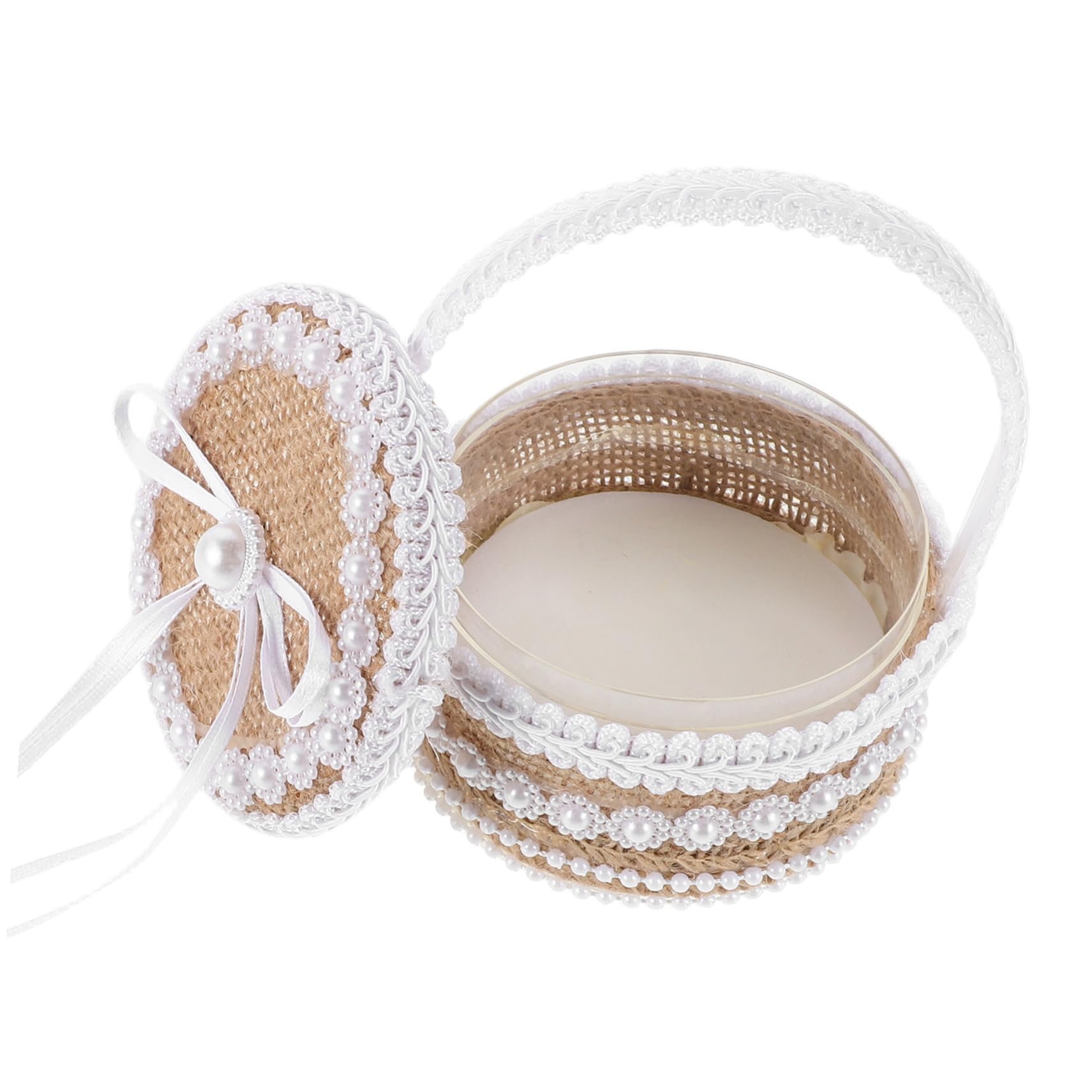 Healeved 4 Pezzi Scatola Porta Fedi Nuziali in Stile Campagna da Cerimonia Organizer Gioielli per Sposa e Damigella Design Country Romantico con Nodo Elegante Custodia Compatta per Anelli e