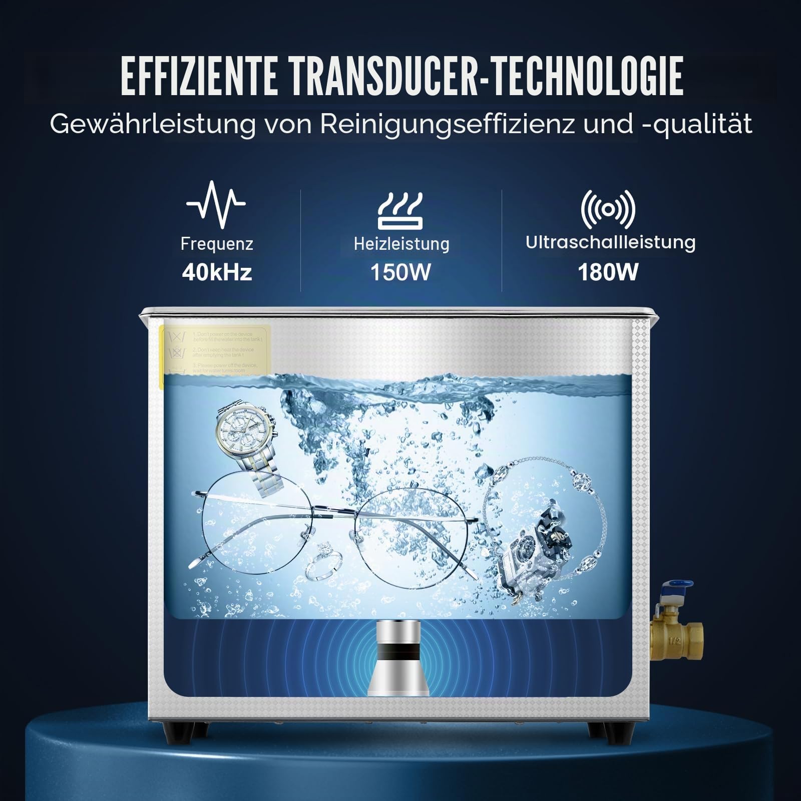 VEVOR Ultraschallreiniger 6L reiniger ultraschallgerät Ultraschallreinigungsgerät Ultrasonic Cleaner mit Heizung Digital Timer for glasses Jewellery False Teeth Coins etc
