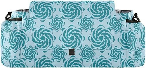 GuoChe Organizador de cesta de cochecito de flores estilizadas verde azulado azul organizador de carrito de bebé con correa antideslizante para el