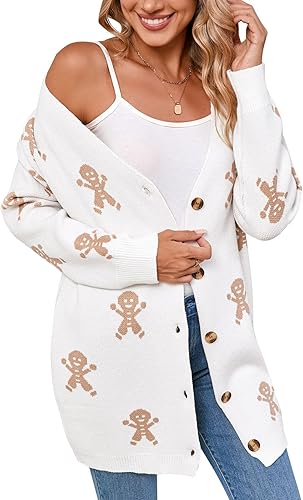 shermie Women's Button Down Cardigan Sweaters Long Sleeve Loose Casual Gingerbre