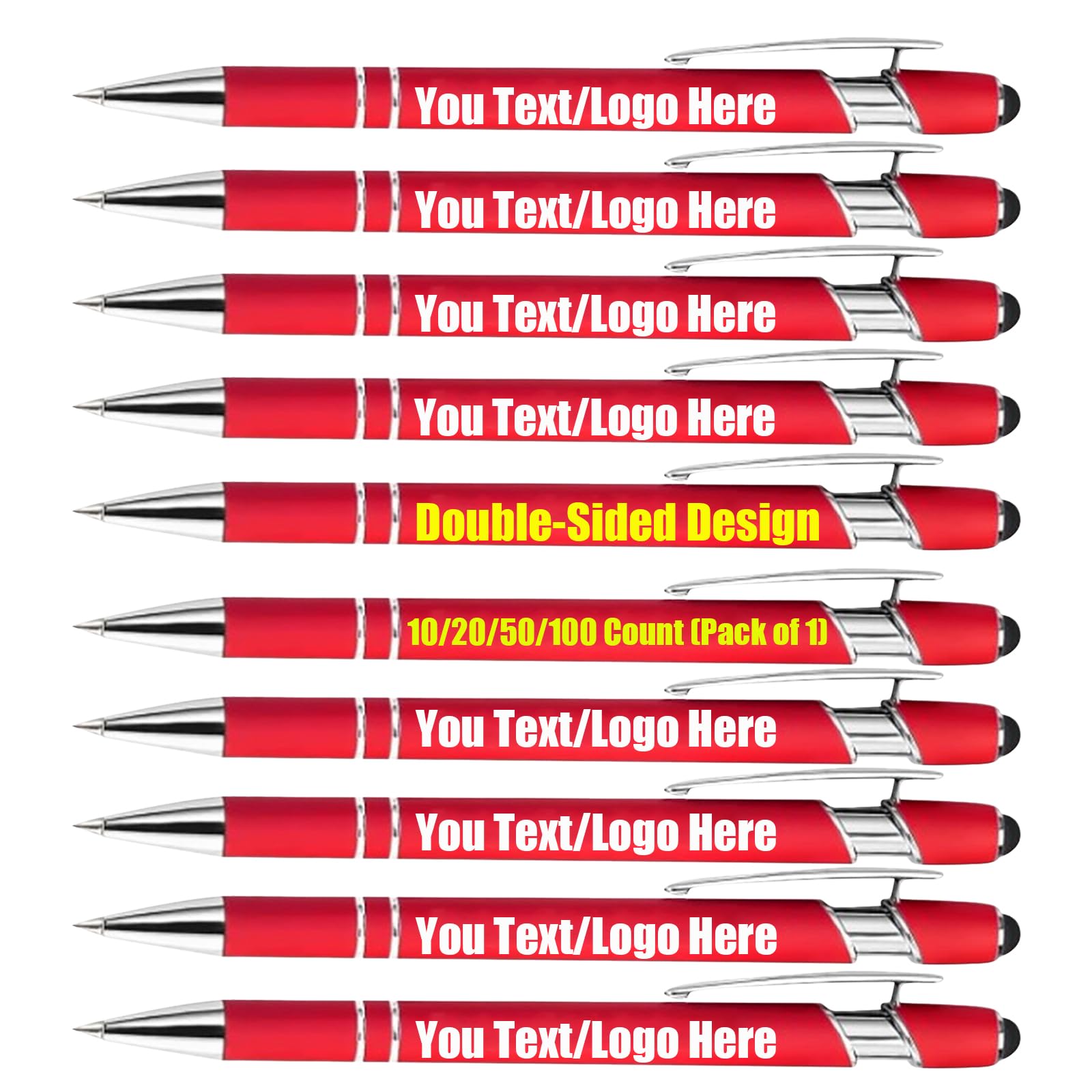 10/20/50/100pcs Personalised Pens for Office Stylus Pen Engraved Pen with Name Message - Ball Point Pens Multipack - Handwriting Pens for Business Conferences And Exhibitions (Red, 50PCS)
