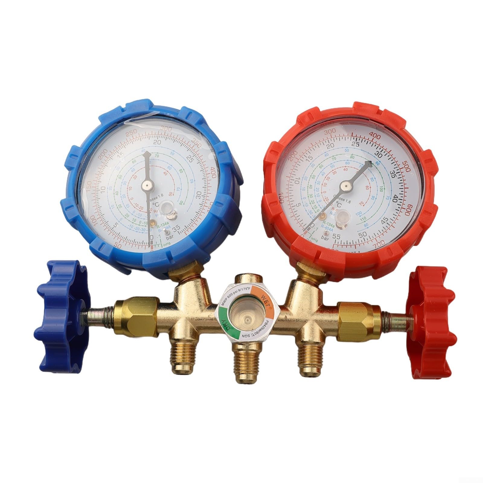 Manifold - Set di misuratori per aria condizionata R410A R32 R404A per refrigerante R134A pressione test diagnostici con 3 tubi e accessori (B)