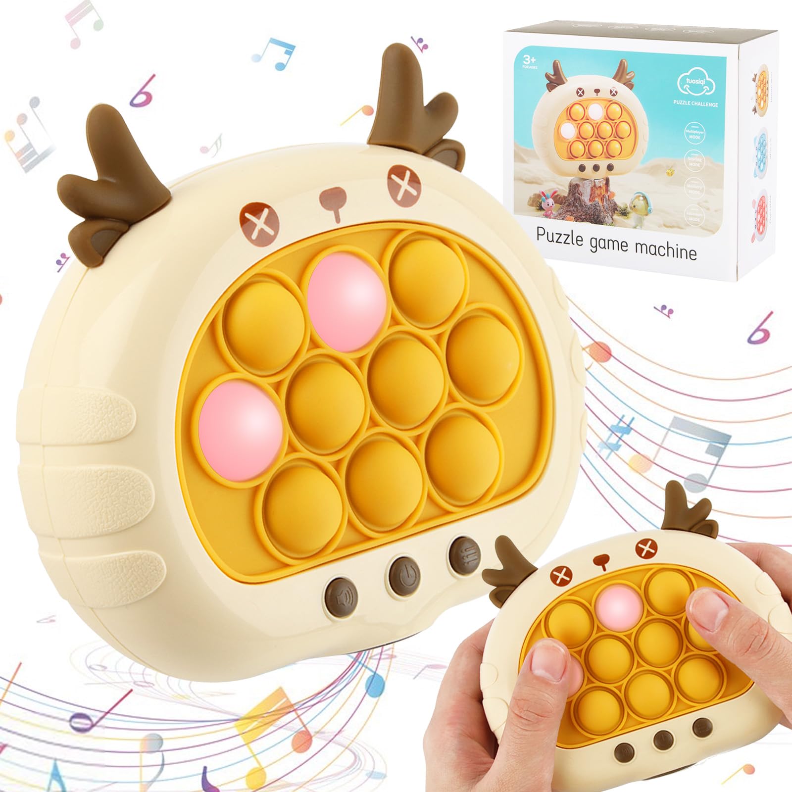 ZoneYan Push Bubble Fidget Électronique – Jeu Pop It Lumineux Et Sonore – 4 Modes De Jeu – Console De Décompression Et Réflexes – Astronaute, Dinosaure Ou Graffiti