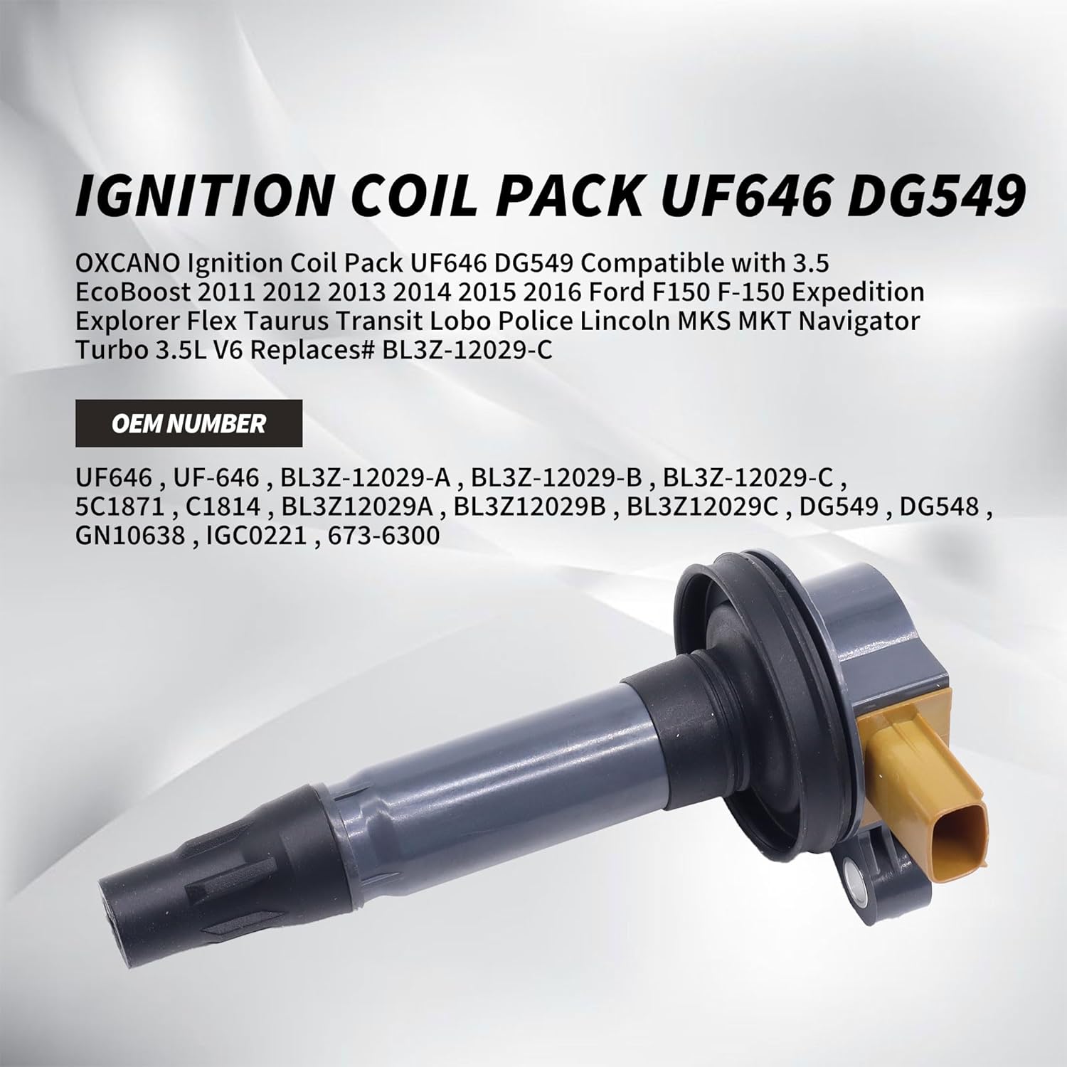 Ignition Coil Pack UF646 DG549 Compatible with 3.5 EcoBoost 2011 2012 2013 2014 2015 2016 Ford F150 F-150 Expedition Explorer Flex Taurus Transit Lobo Police Lincoln MKS MKT Navigator Turbo 3.5L V6