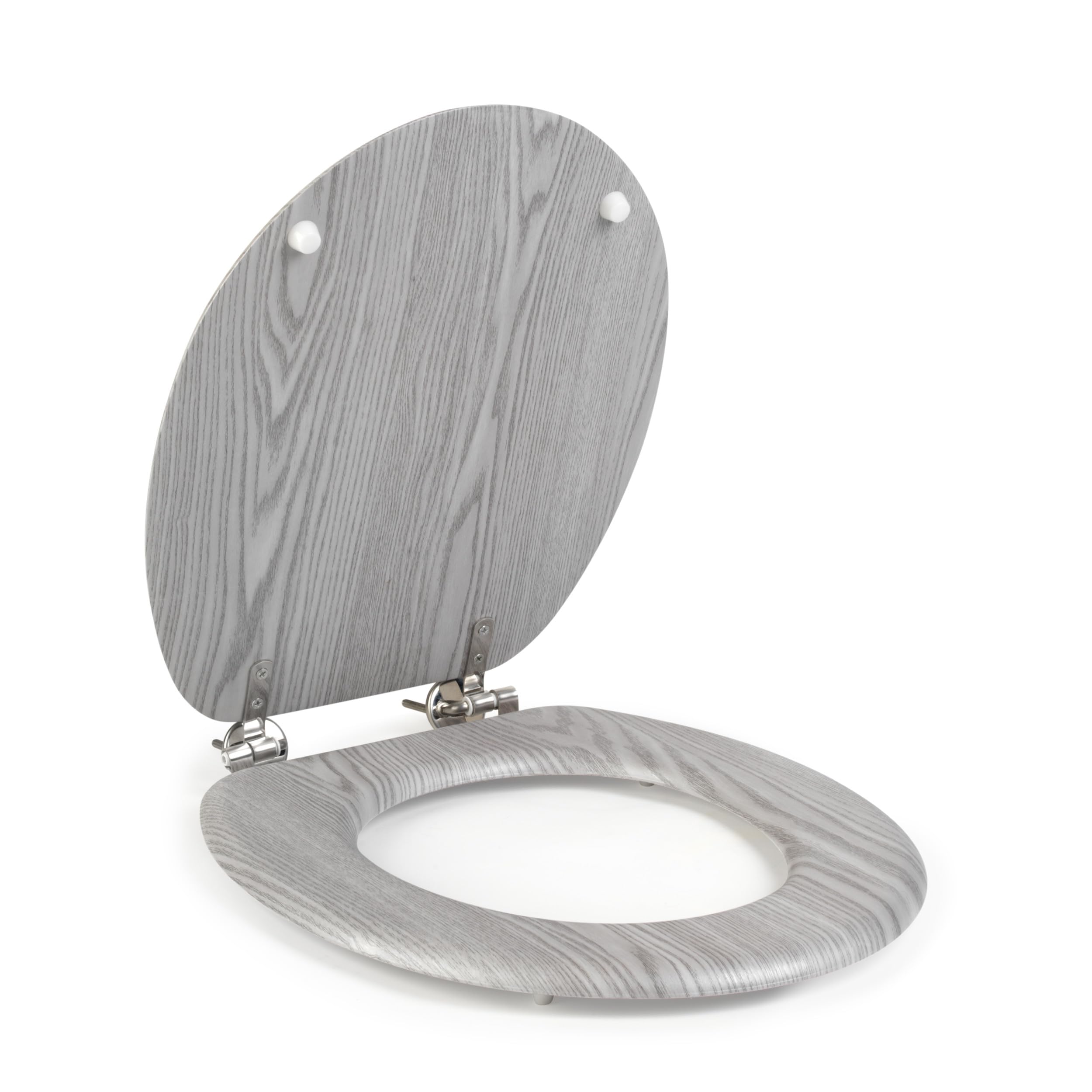 Beldray Grey Wooden Effect Toilet Seat โ Classic Design, Easy to Fit & Remove, Fits Most Standard Sized Toilets, Seat Size 37 x 43 cm(w x d), Lid Size 34 x 41.5cm Easy Clean, Durable Zinc Hinges โ image 1