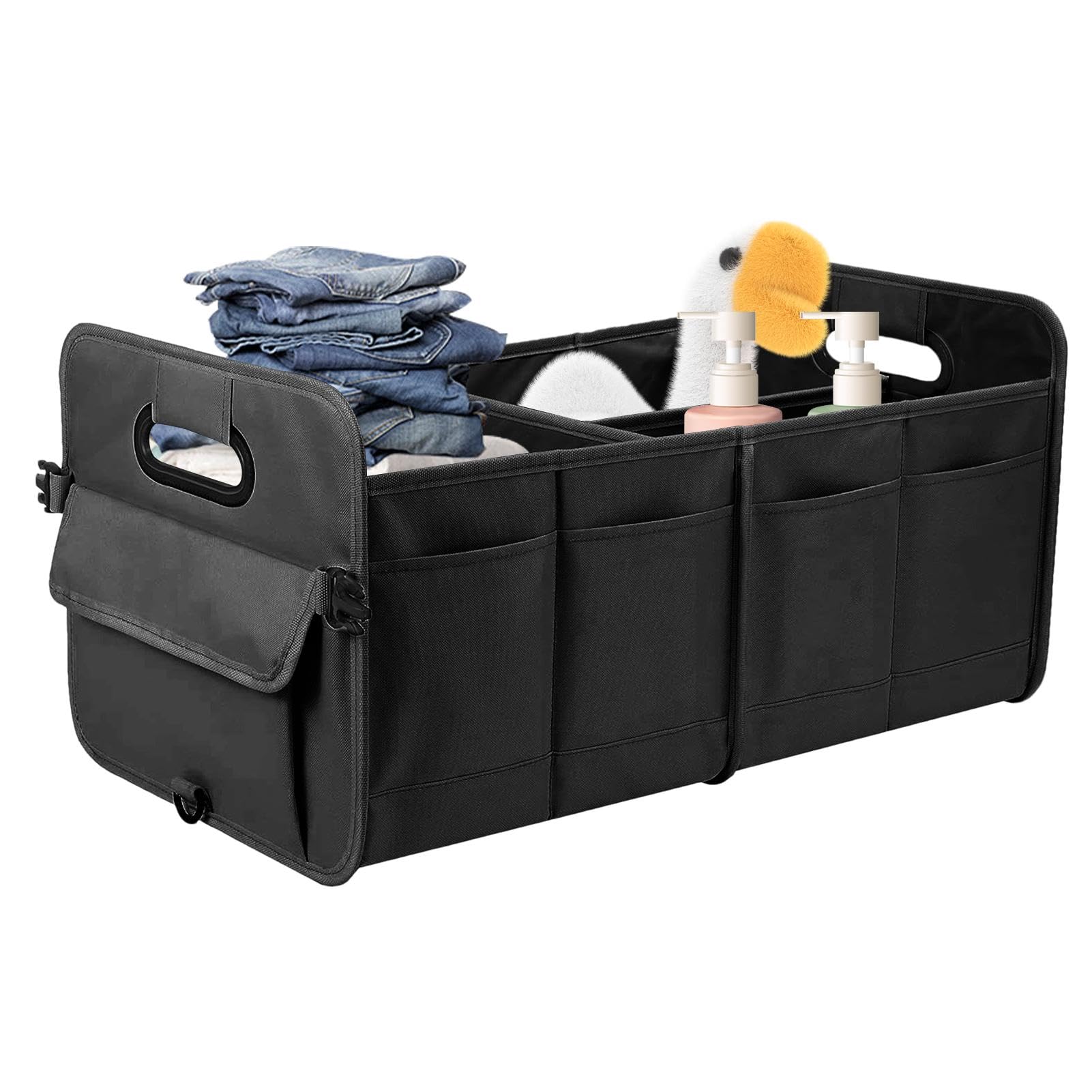 Rangement De Coffre De Voiture HOTOR Organiseur De Coffre Pliable Pour SUV Et Berlines, Accessoires De Voiture, Outils, Articles Divers, 2 Compartiments, Gris Organisateur De Coffre De Voiture