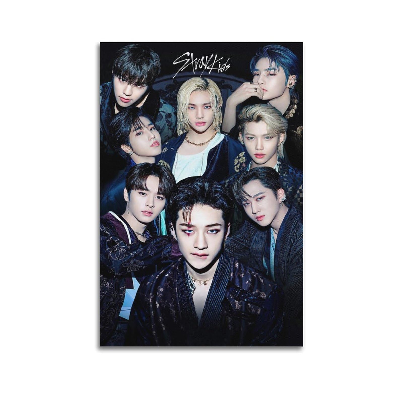 Stray Kids Poster Korean Boy Band Kpop Canvas Poster And Wall Art Modern Family Bedroom Gym Office Decor Gift 24x36inch(60x90cm) Unframe-style