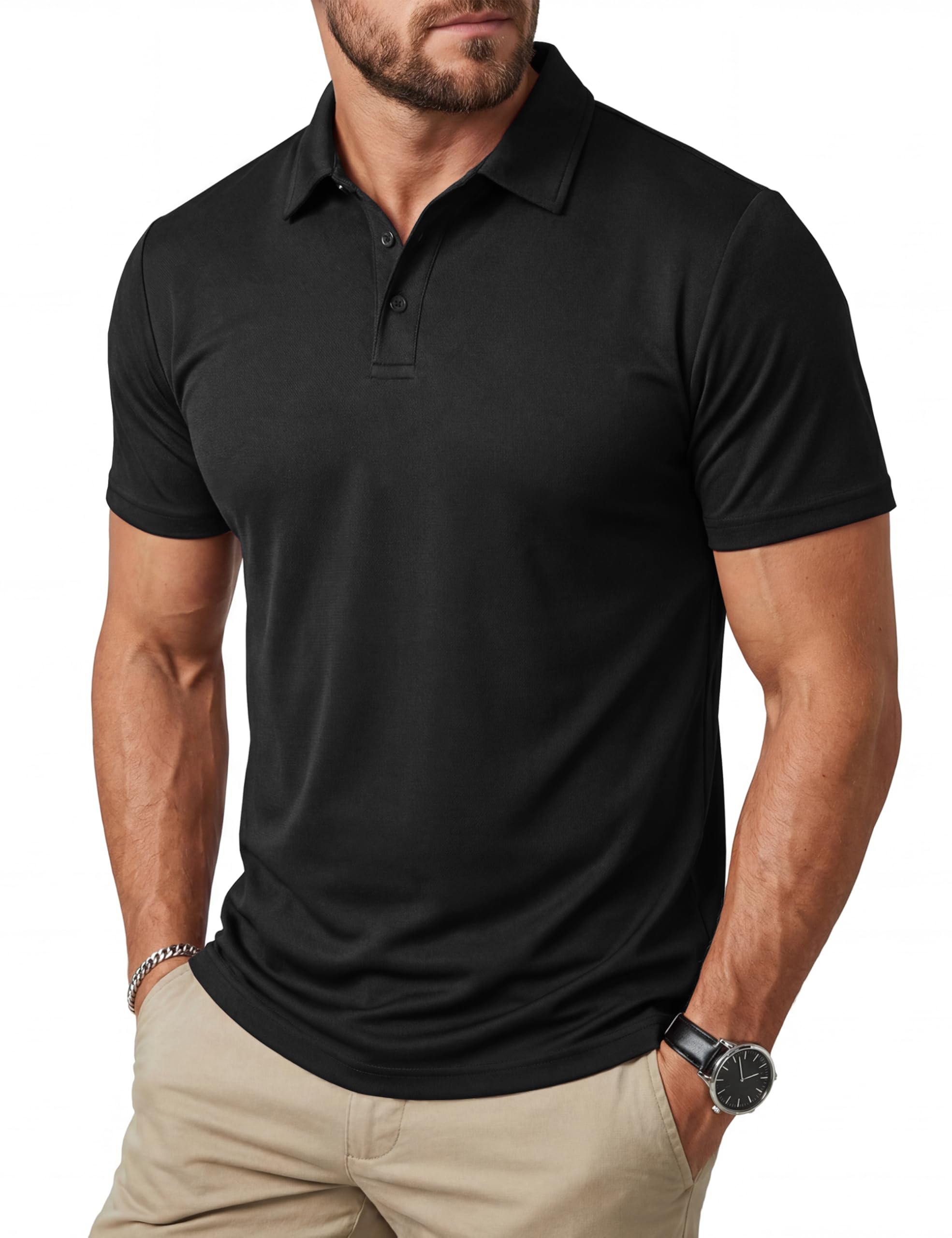 MAGCOMSEN Poloshirt Herren Kurzarm Golf Polo Tshirt Sommer Sport Funktionsshirt Schnelltrocknend Polohemd Wandershirt