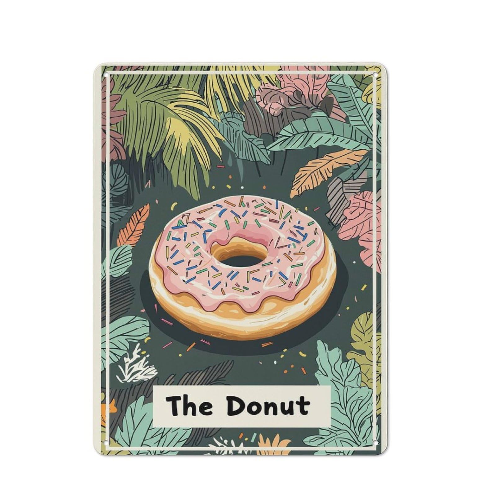 Junmoney Style-14 Donut In Jungle Retro Metal Sign 40X30cm, Distressed Look Retro Room Decor For Living Room, Hallway, Kitchen Or Cafe