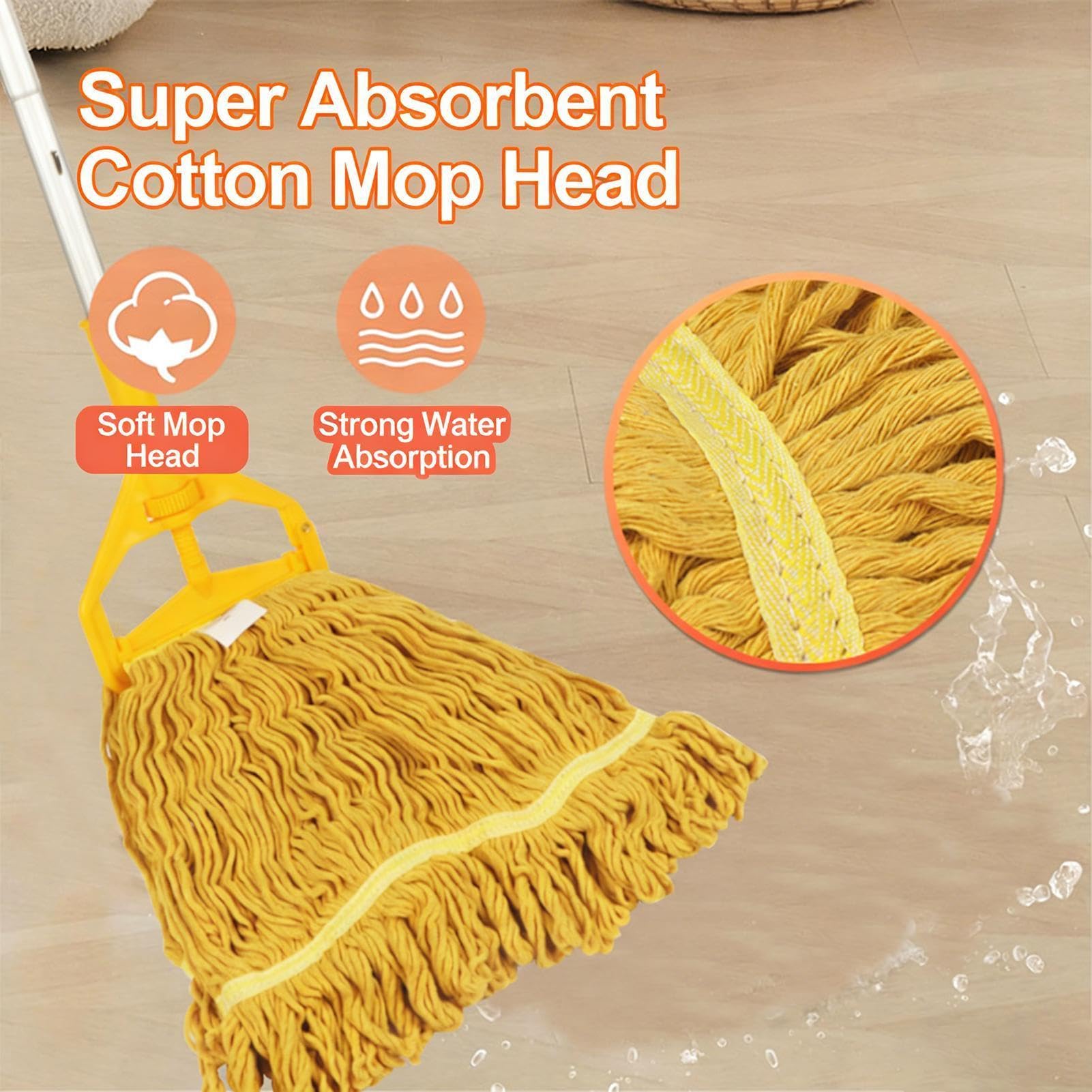 Fregona de Tiras Limpiador Mango Aleación Aluminio Desmontable Cuatro | Fregona para Suelos de Madera para polvo madera parquet hogar baño cocina salón dormitorio y