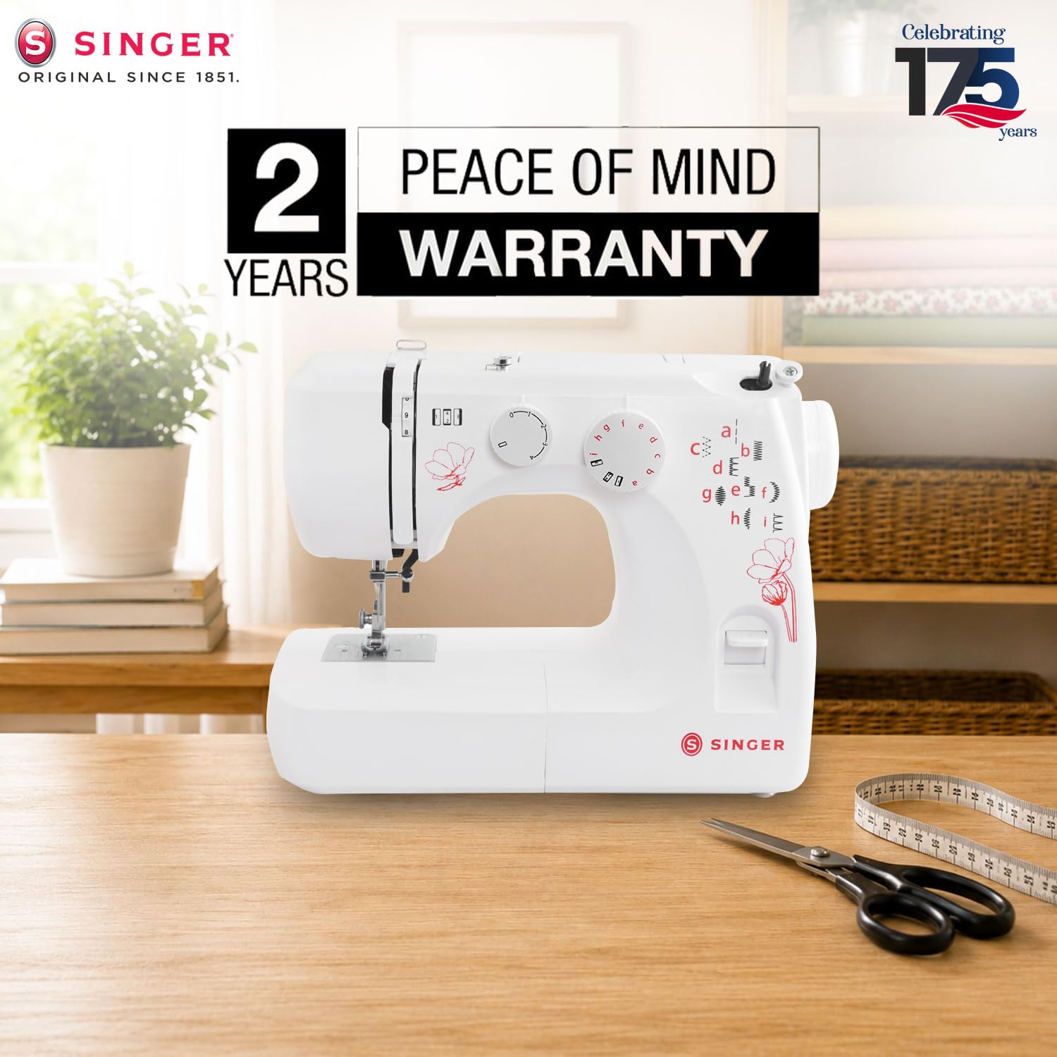 SINGER 1310 Automatic Zig Zag Electric Sewing Machine | 10 Built-in Stitches & 22 Stitch Functions | Powerful 60 W Motor | 4-Step Buttonhole | Length Dial | LED Light | Metal Frame | 2 Years Warranty — Amazon image 8