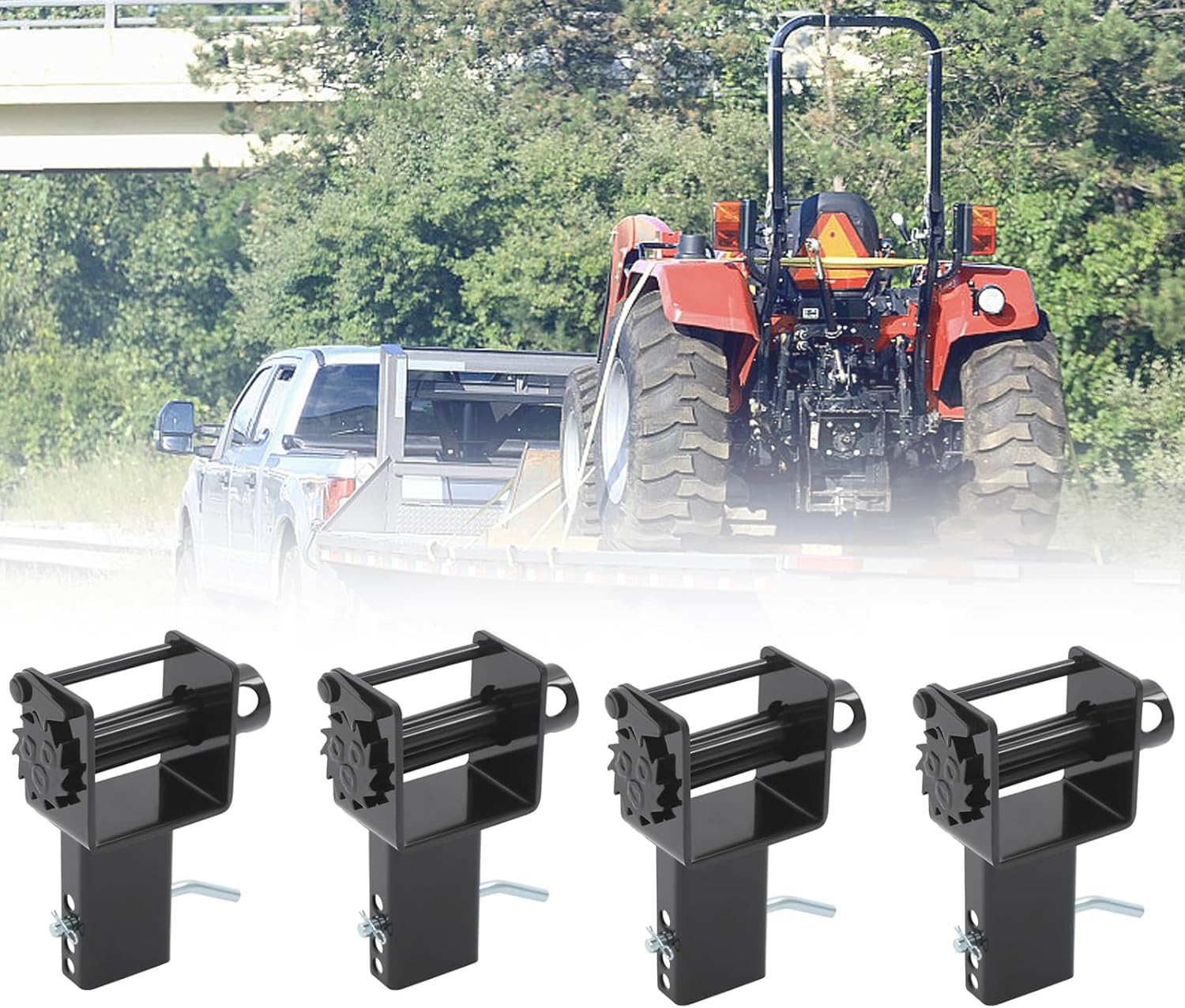 4 Pack Trailer Stake Pocket Winch, Working Load Limit 5,400 LBS/Breaking Strength 16,200LBS for Flatbed Trailer Trucks Winches, 4 Cotter Pin Holes for 1-1/2"W X 3" L Stake Pockets, Black