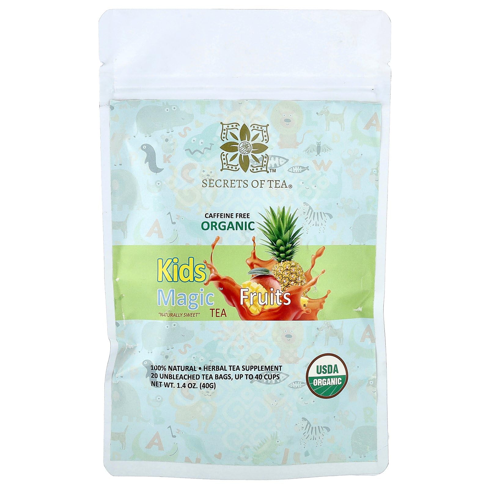 Secrets of Tea Kid's Magic Tea Loved by Parents - Organic Kids Herbal Tea with Chamomile & Fruity Flavor - Caffeine-Free Organic Toddler Tea, 20 Biodegradable Sachets