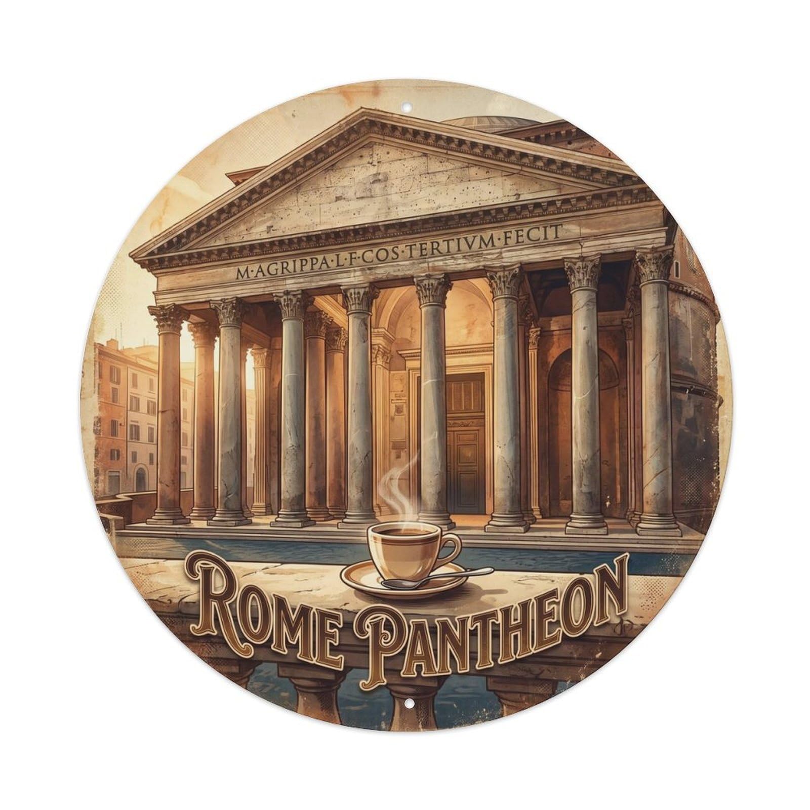Pantheon Espresso Rome Italy Heritage Food Travel Retro Metal Tin Sign