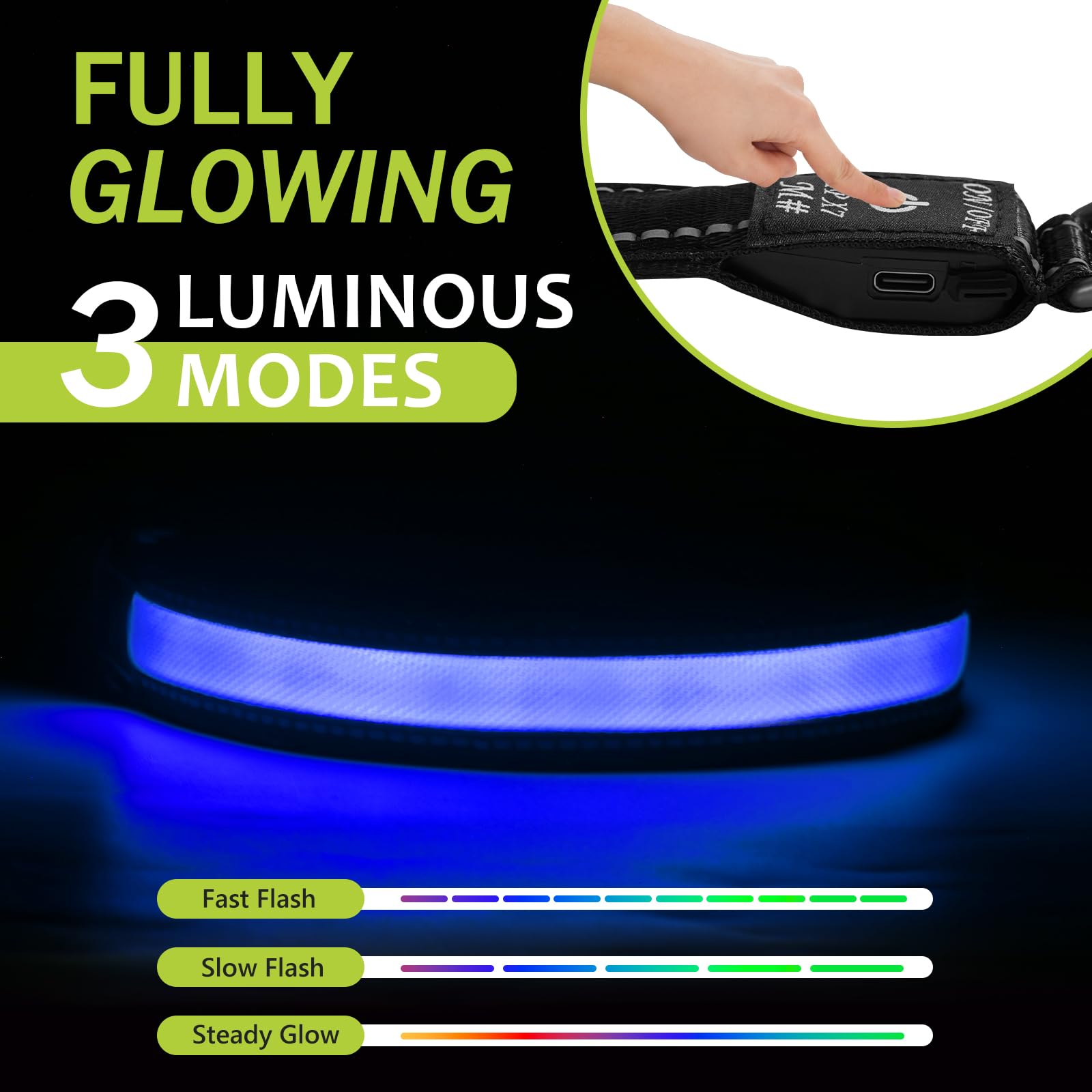 Collare per cani luminoso a LED, collare per cani illuminato per notte, collare per cani di piccola taglia ricaricabile, collare per cani di piccola taglia (blu, confezione da 1, S)