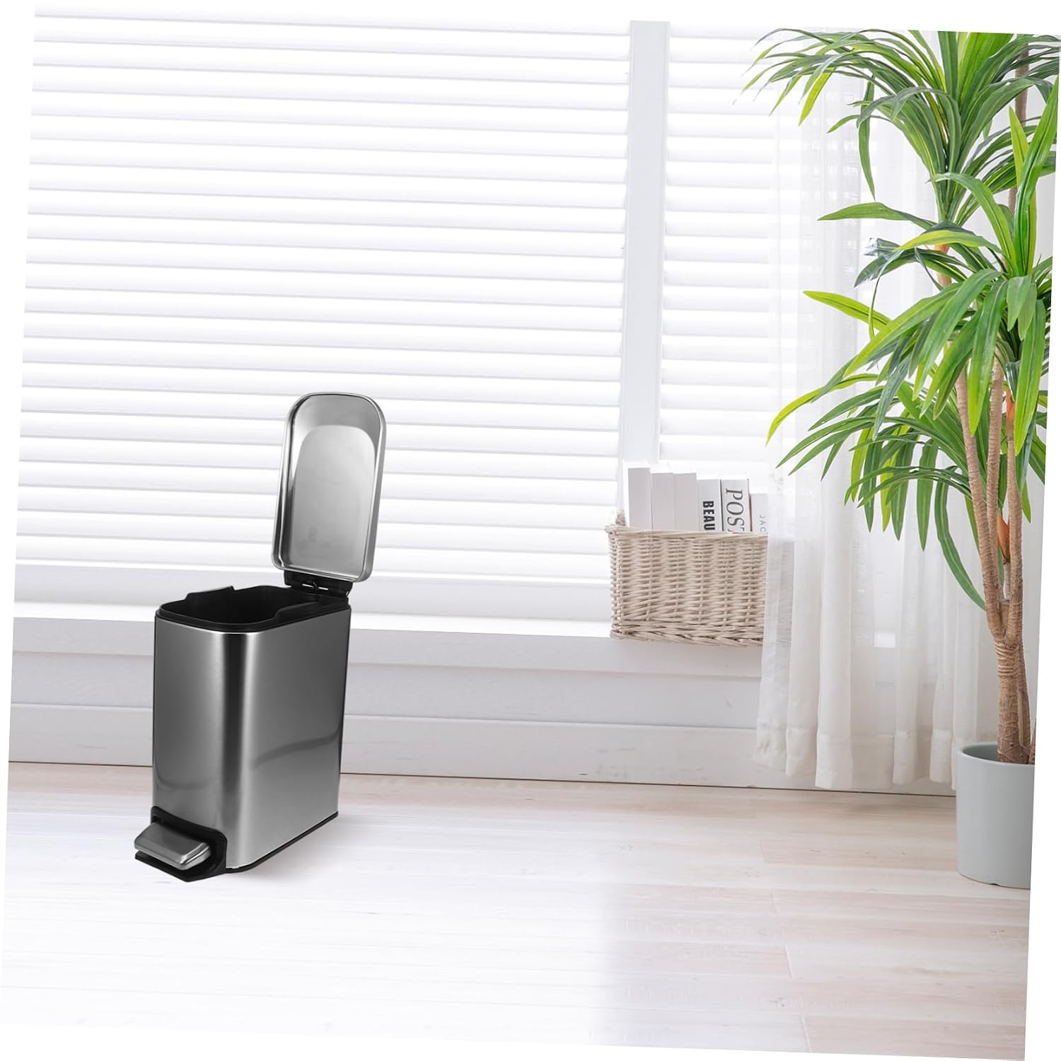 Portable Foot Pedal Trash Can Lid Wastebasket for Bathroom Bedroom Kitchen Hands Compact Design