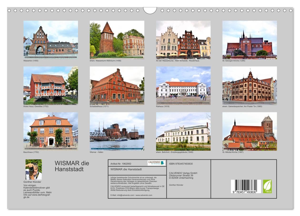 WISMAR die Hanststadt (Wandkalender 2026 DIN A3 quer), CALVENDO Monatskalender: Viele Häuser der norddeutschen Backsteingotik prägen das Stadtbild von WISMAR, (CALVENDO Orte)