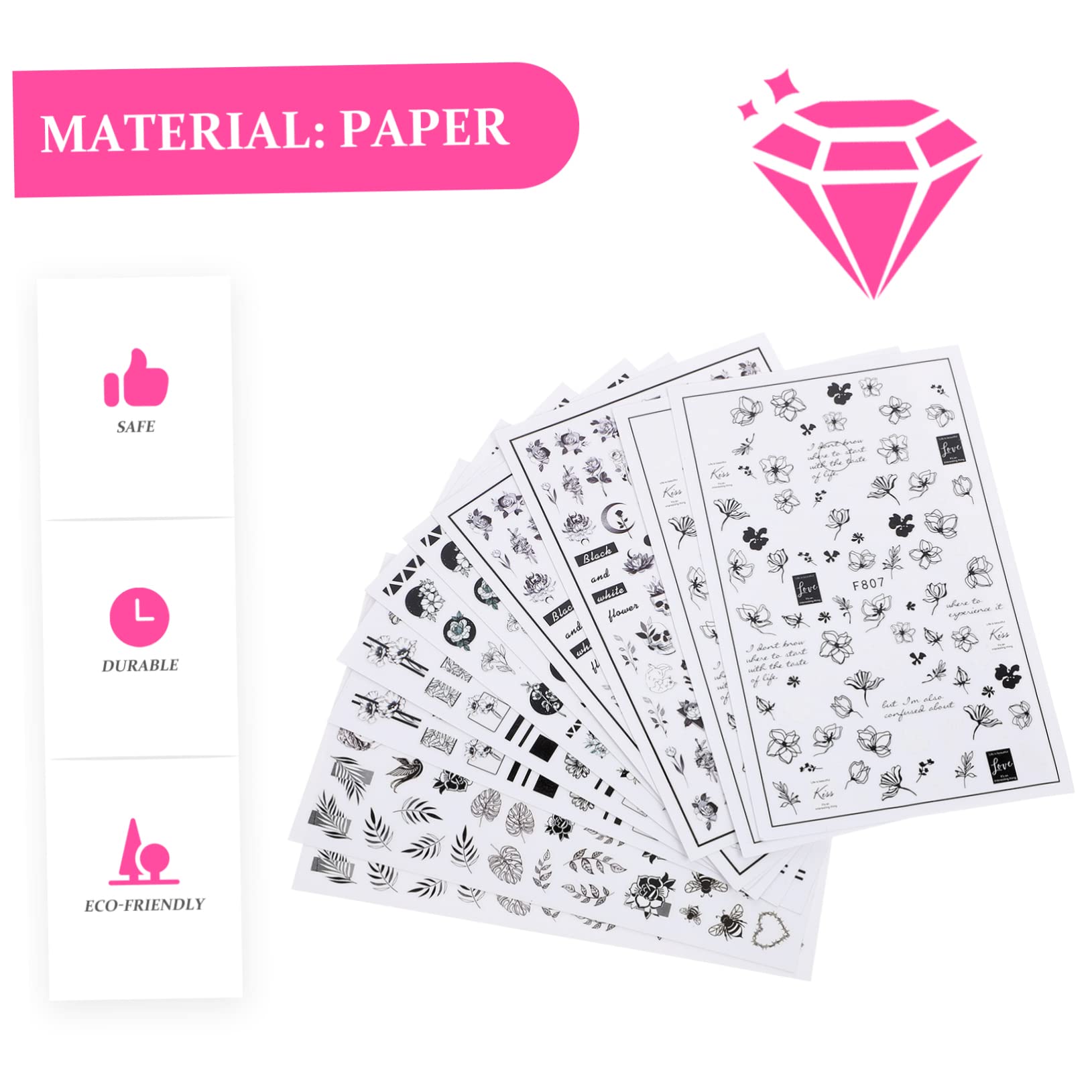 FRCOLOR 50hojas Pegatinas De Uñas Autoadhesivas Para Manicura Decoración Elegante y Creativa Para Fiestas y Eventos