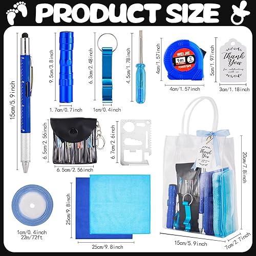 Miniatura 4 de Juego de 60 premios para baby shower para hombres, juego de 6 con paño de limpieza, abridor de botellas, cinta de destornillador, llavero de