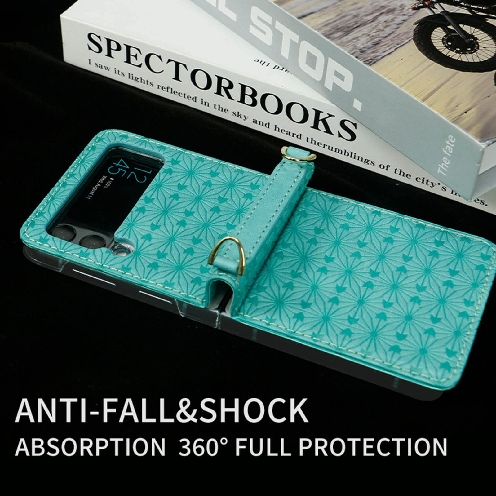Etui do Samsung Galaxy Z Flip 3 5G z regulowanym paskiem do noszenia przez ramię, kwiat wytłaczany wysokiej jakości skóra PU twardy PC składany pokrowiec dla dziewcząt kobiet, czerwony