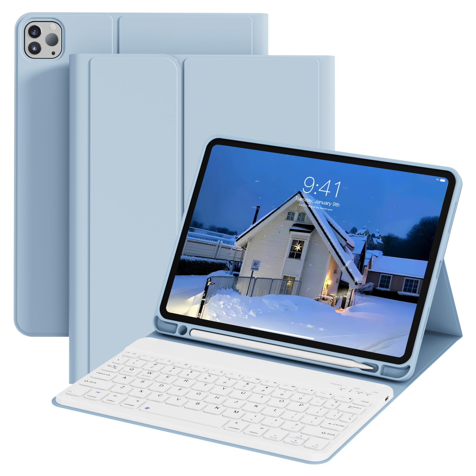 ZOPSGYU Case with Keyboard for iPad Pro 11 inch 4th/3rd/2nd Generation (2022/2021/2020), Magnetic Detachable Bluetooth Keyboard, Slim Folio Stand