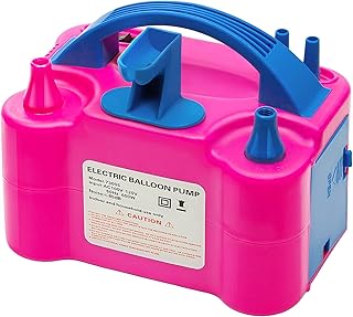 Electric Air Balloon Pump and Balloon Tying Tool in One, Portable Dual Nozzle Rose Red 110V 600W Electric Balloon Blower Pump for Decoration, Party,Faster and Save Time