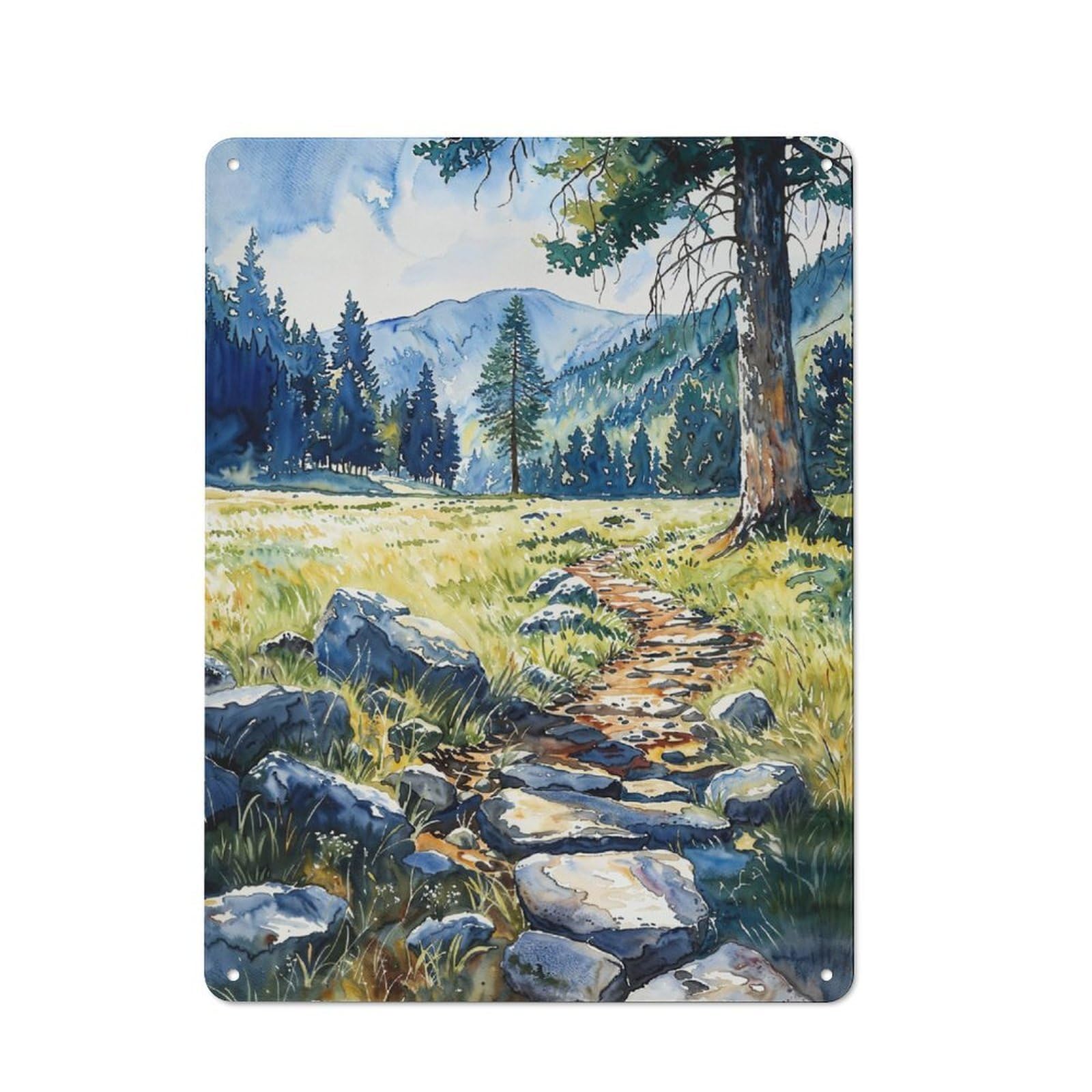 Junmoney Mountain Path Vintage Metal Plaque 40X30cm Featuring For Pub Or Café, Suited To Café Interior Fans