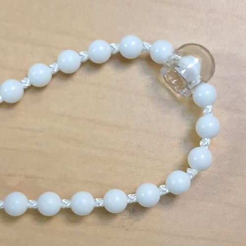 Bucle de cadena de cuentas, tamaño de cuenta #10. para persiana enrollable, sombra romana (blanco de plástico, bucle de 3 pies)